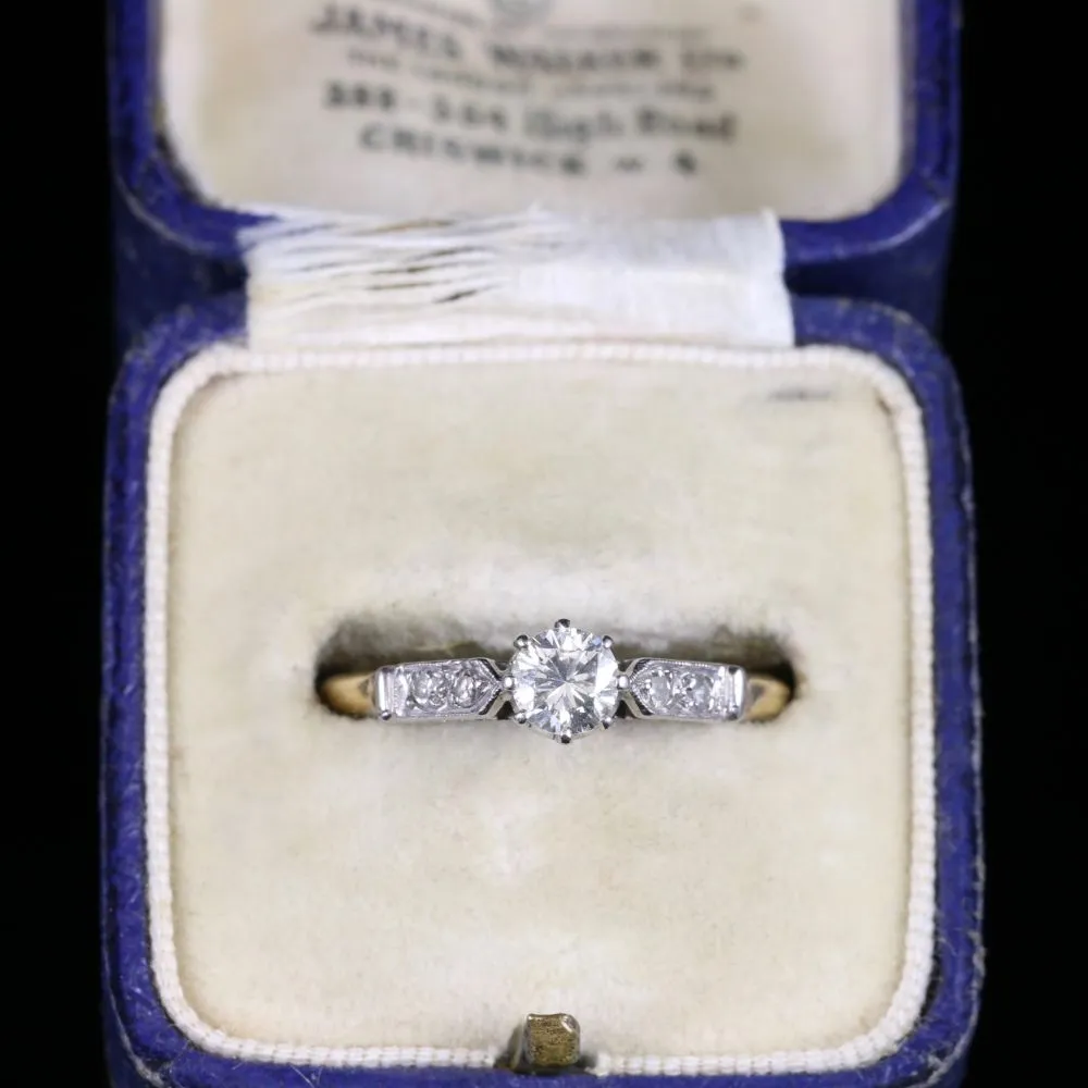 Antique Edwardian Diamond Solitaire Engagement Ring Circa 1915