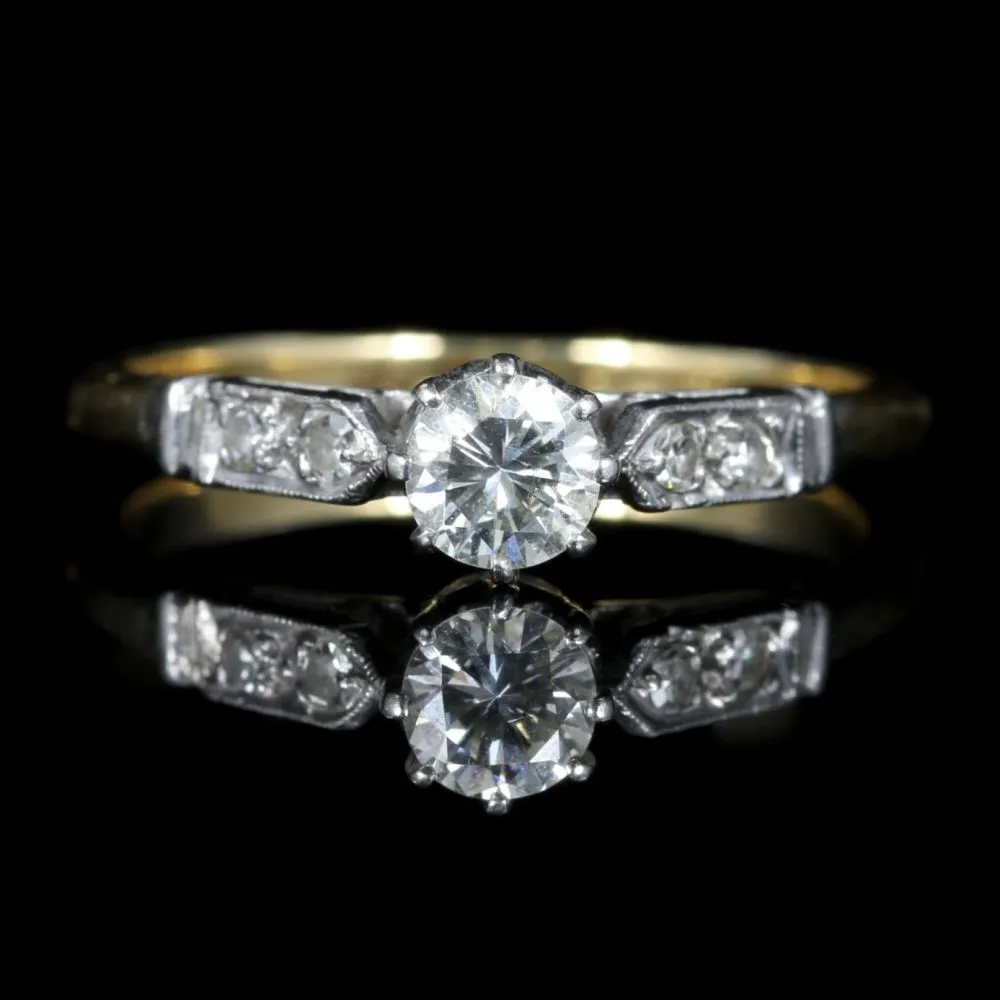 Antique Edwardian Diamond Solitaire Engagement Ring Circa 1915