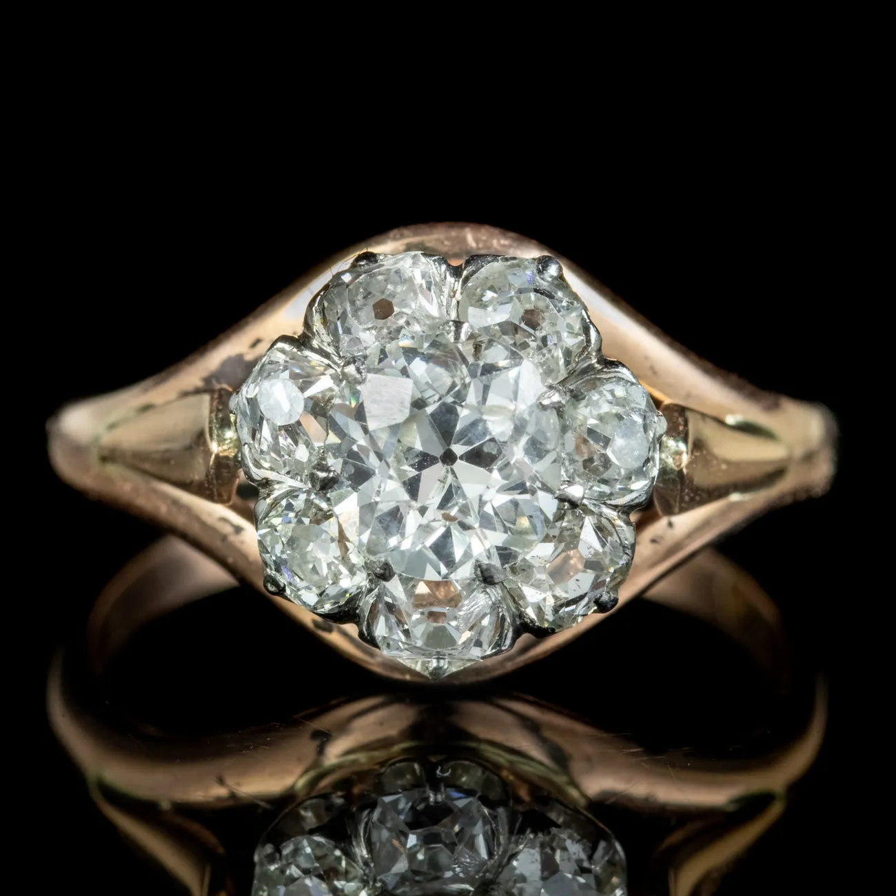 Antique Edwardian French Diamond Cluster Ring 2.35ct Of Diamond Circa 1905