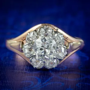 Antique Edwardian French Diamond Cluster Ring 2.35ct Of Diamond Circa 1905