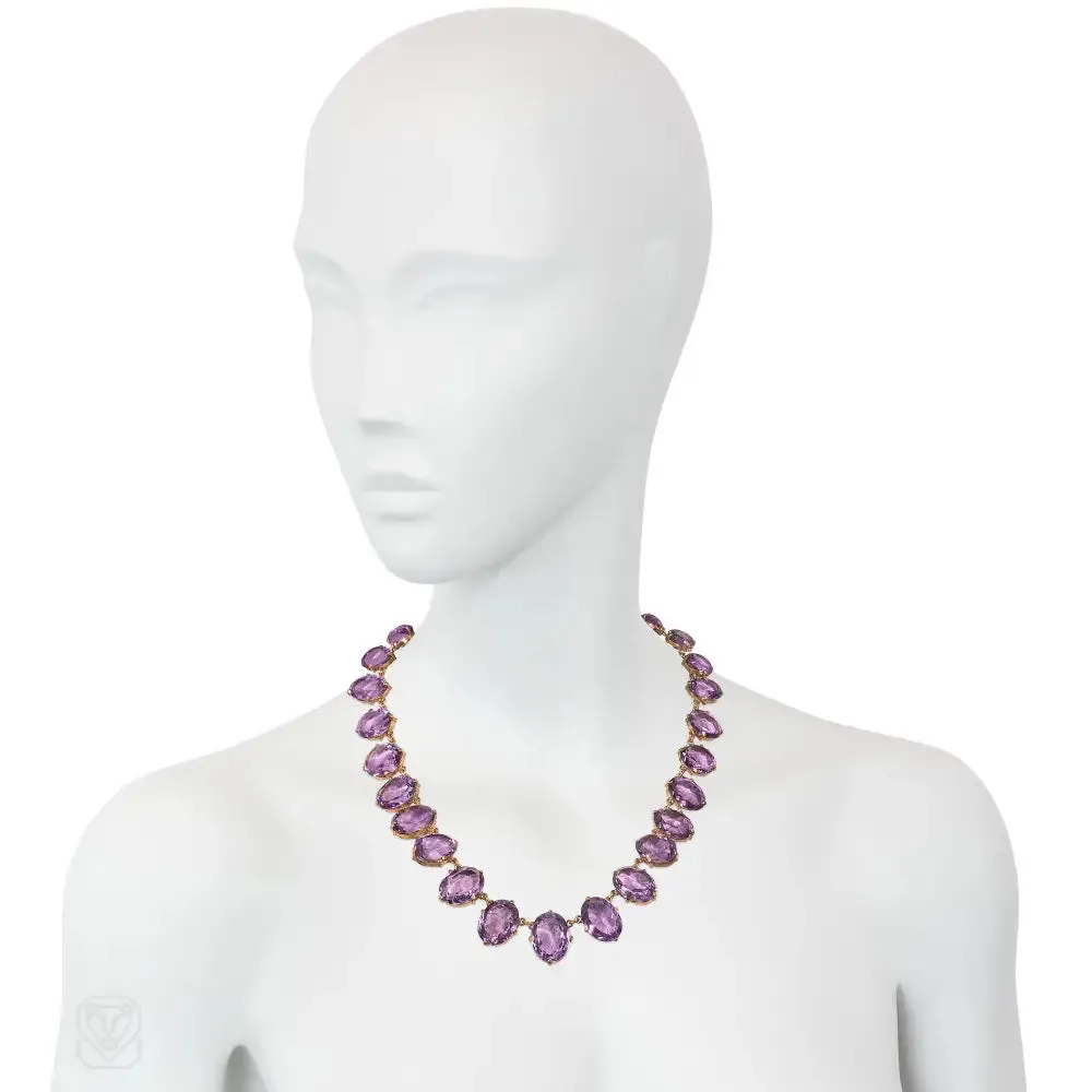 Antique pinchbeck and amethyst riviere necklace