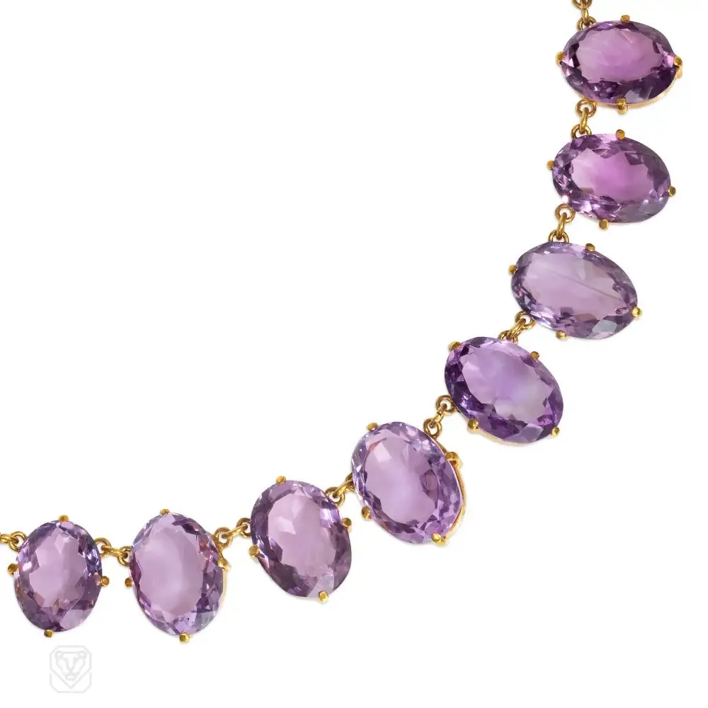 Antique pinchbeck and amethyst riviere necklace