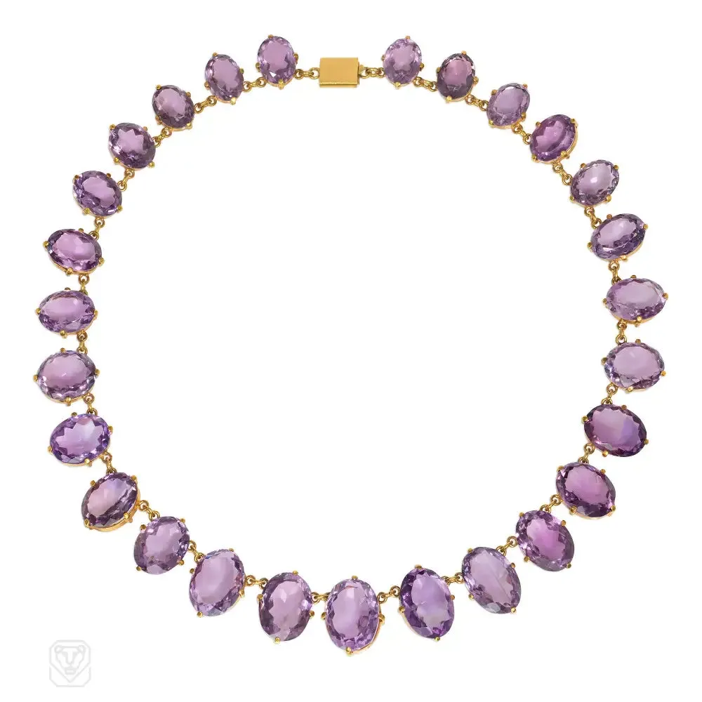 Antique pinchbeck and amethyst riviere necklace