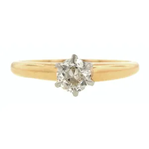 Antique Solitaire Engagement Ring, Old Euro 0.33ct