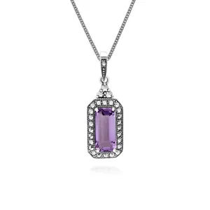 Art Deco Inspirierte Octagon Cut Amethyst & Markasit Pendant