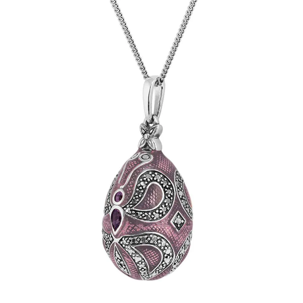 Art Nouveau Stil Amethyst Faberge Ei in 925 Sterling Silber