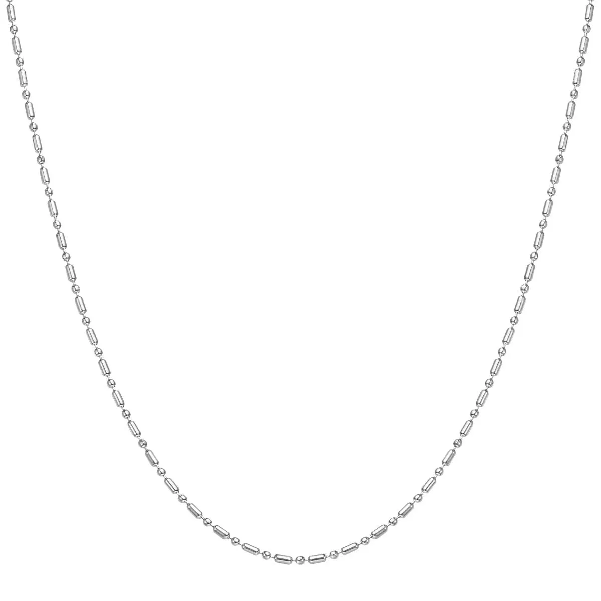 Bead and Bar Chain Necklace Silver