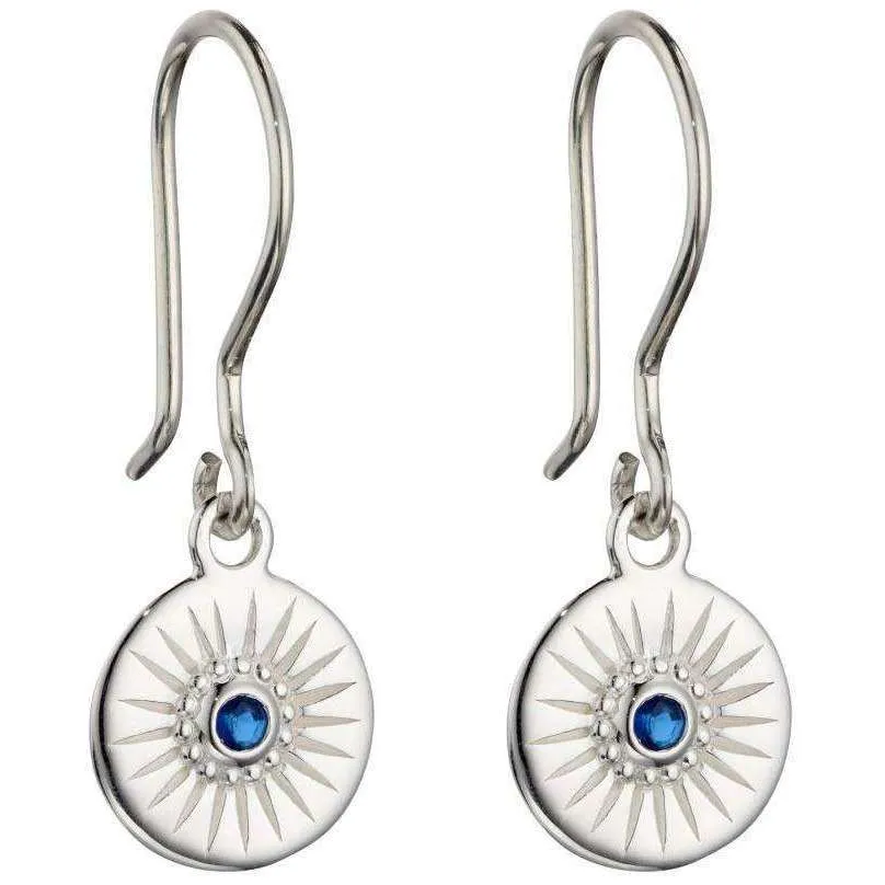 Beginnings Diamond Cut Disc Earrings - Silver/Blue