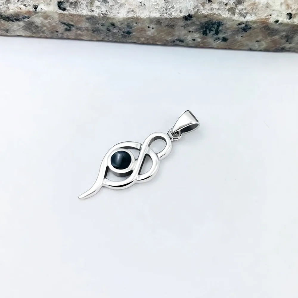 Black Onyx Small Silver Pendant