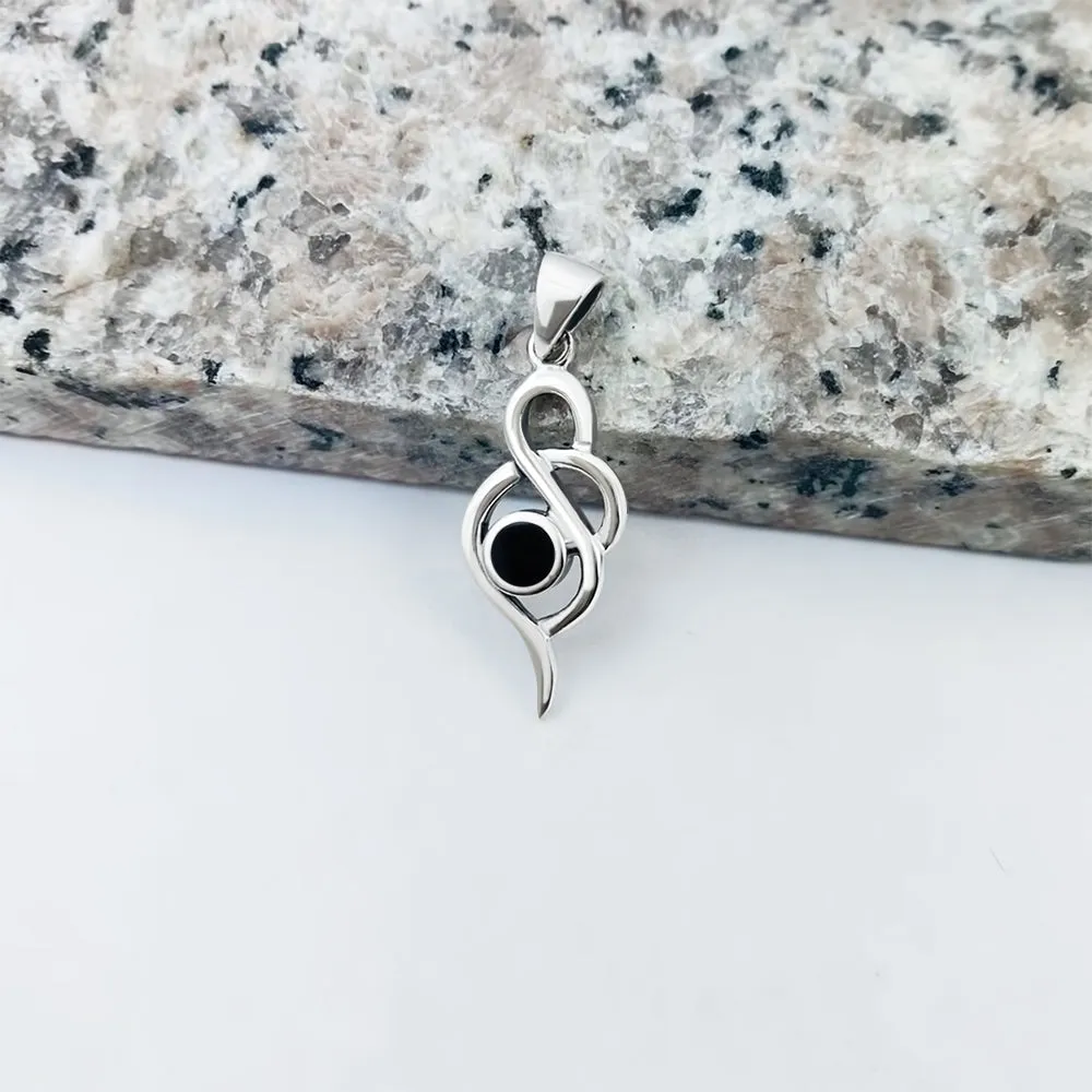 Black Onyx Small Silver Pendant