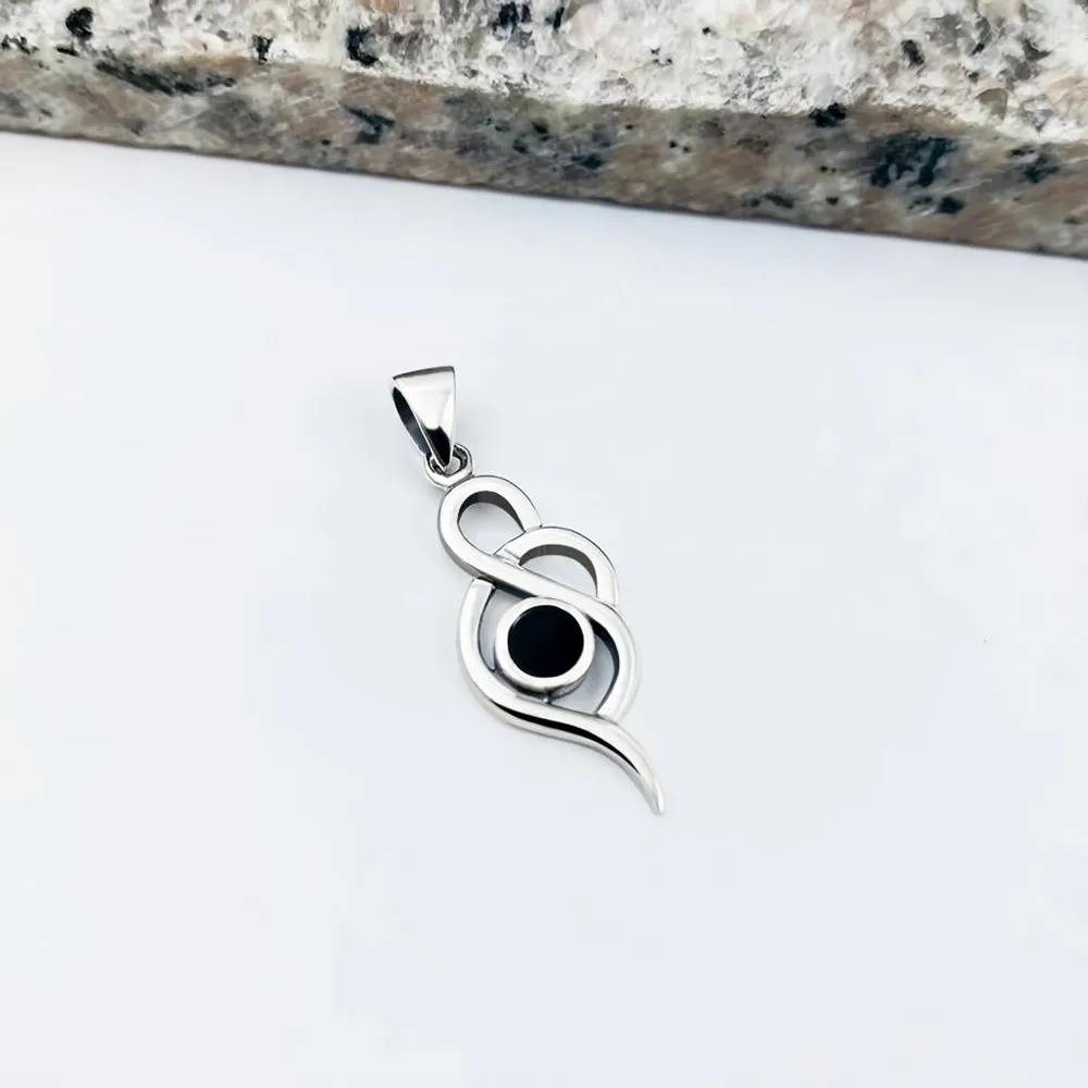 Black Onyx Small Silver Pendant