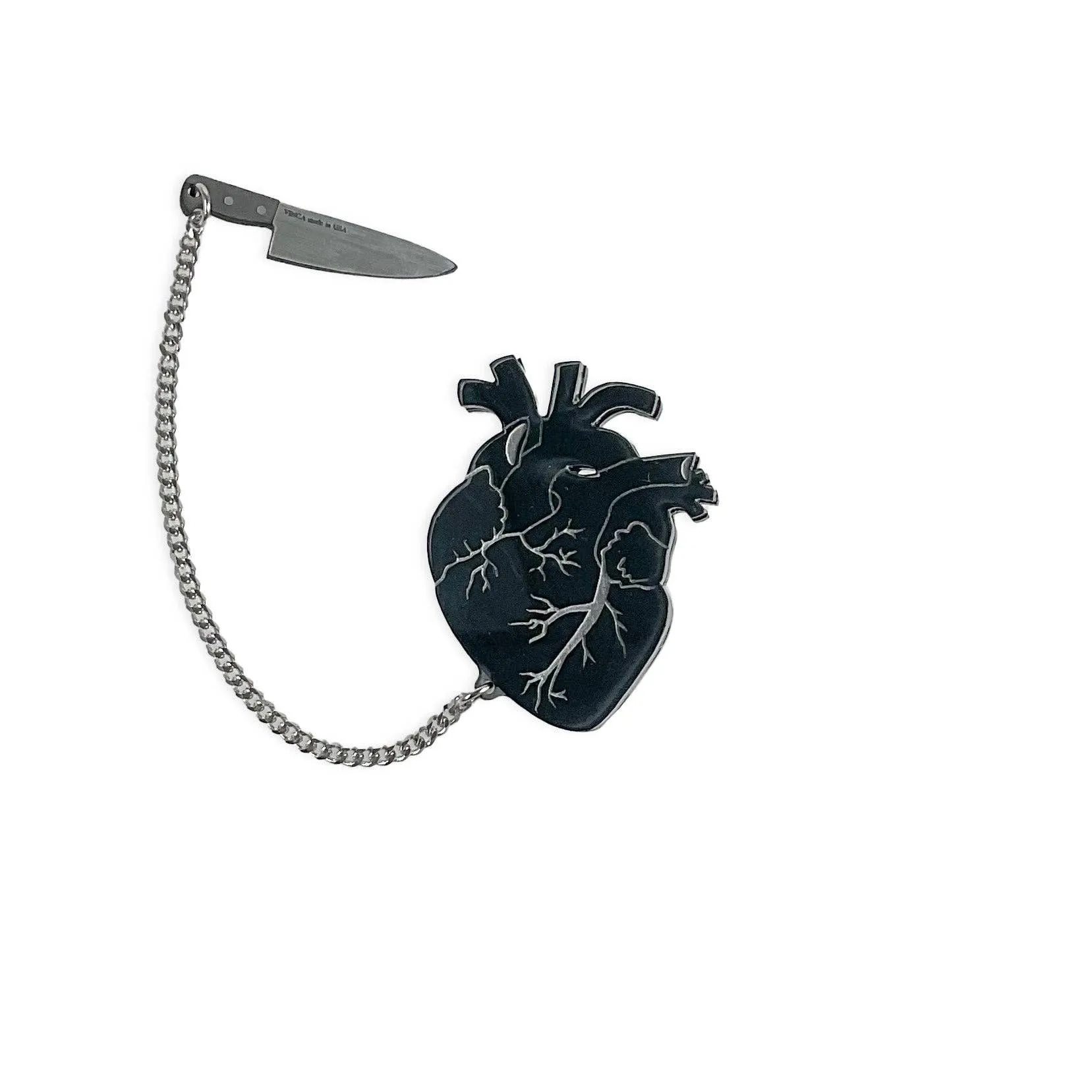 Black Stabbed Heart Brooch by Vinca