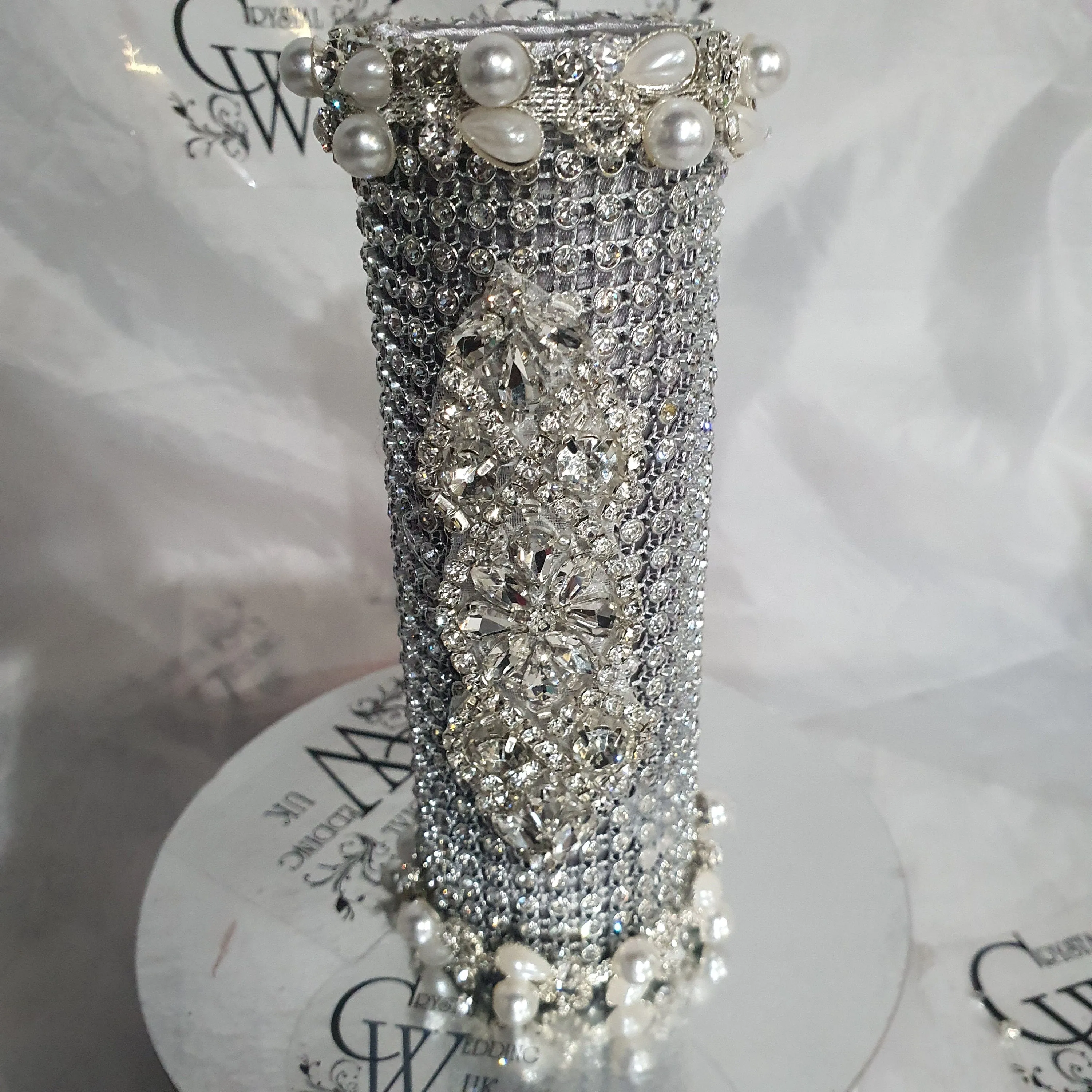 Bling Bouquet Holder, rhinestone crystal Diamonte holder, Rhinestone & pearl Wedding Bouquet Holder , Glam Bling Bouquet Holders