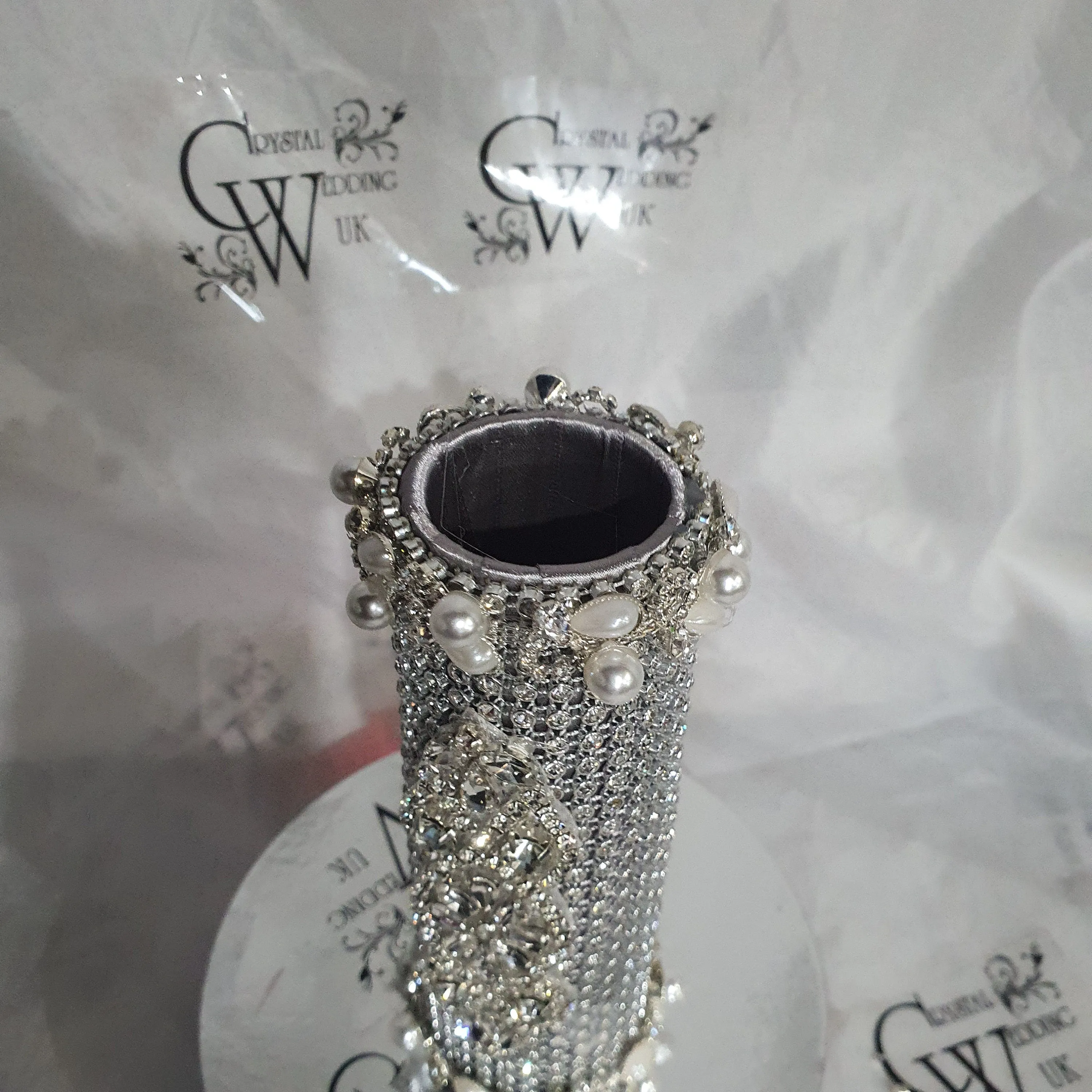 Bling Bouquet Holder, rhinestone crystal Diamonte holder, Rhinestone & pearl Wedding Bouquet Holder , Glam Bling Bouquet Holders