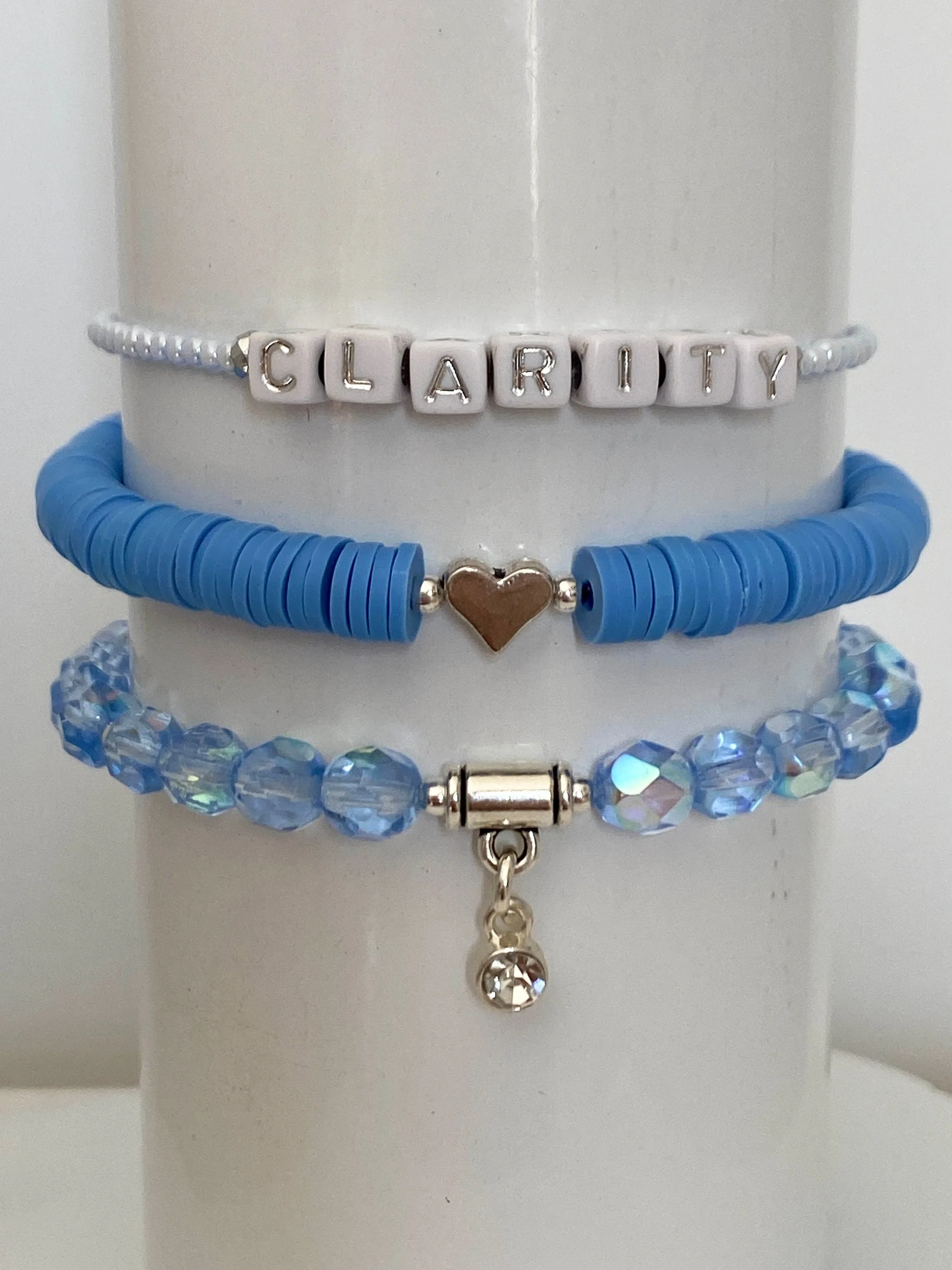 Blue and White Stack Bracelets/Stretch Bracelets/Layering Bracelets/Boho Jewelry/Handmade Bracelets/Apple Watch Accessory