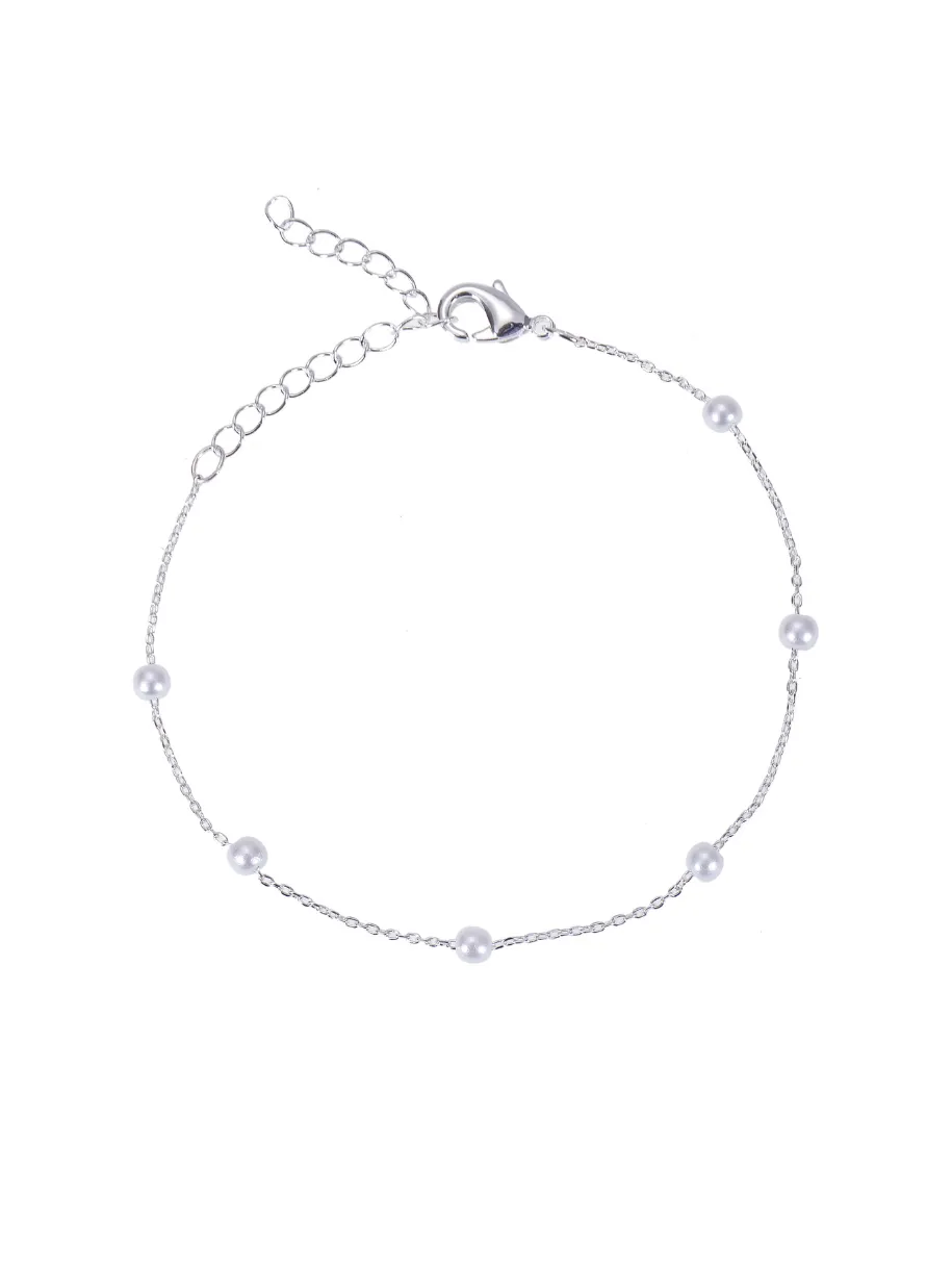 Bridal Pearl Row Bracelet - Silver