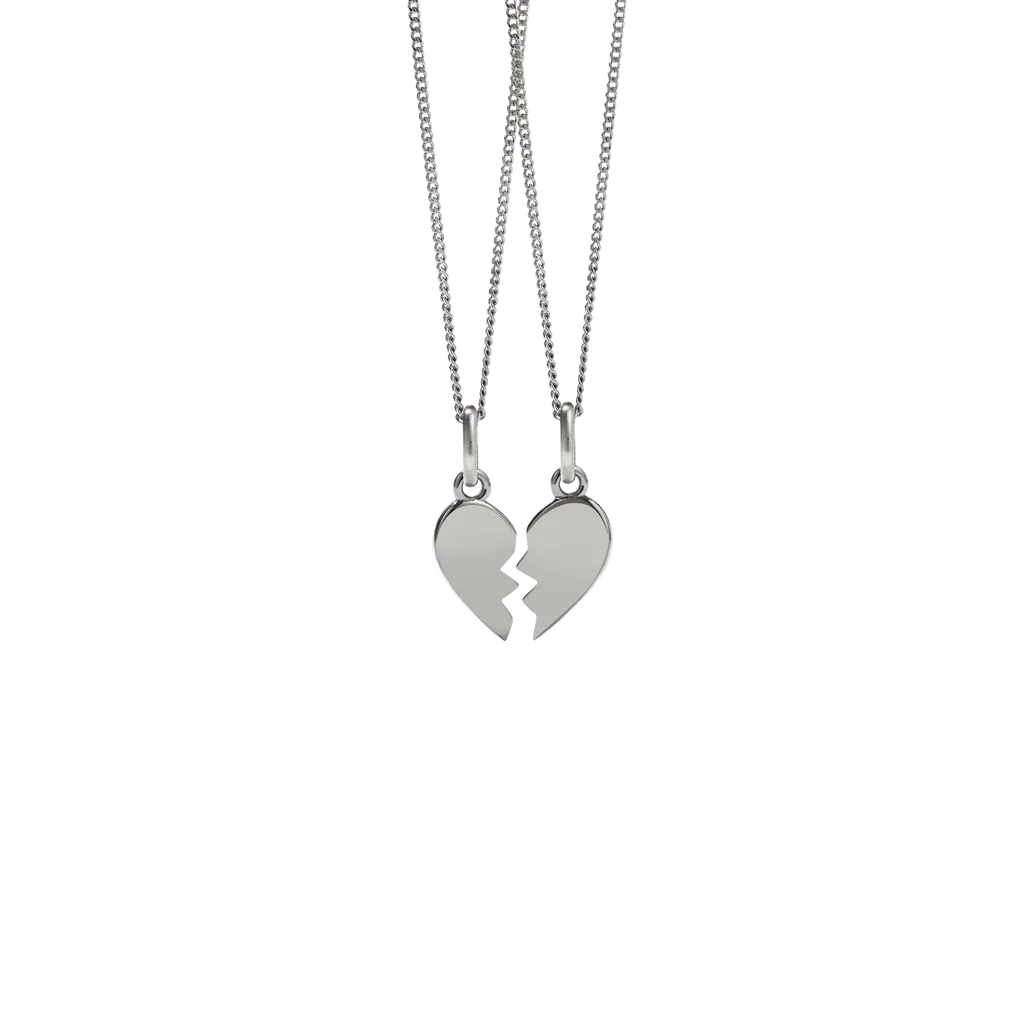 Broken Heart Charm Necklaces - Sterling Silver