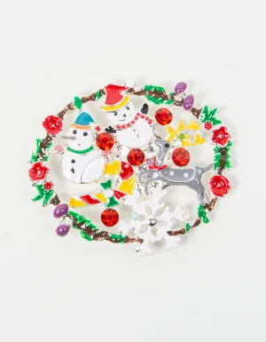 Brooch | Christmas Wreath Scene