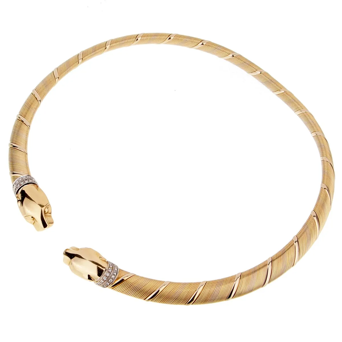 Cartier Panthere 18k Tri Color Gold Diamond Choker Necklace