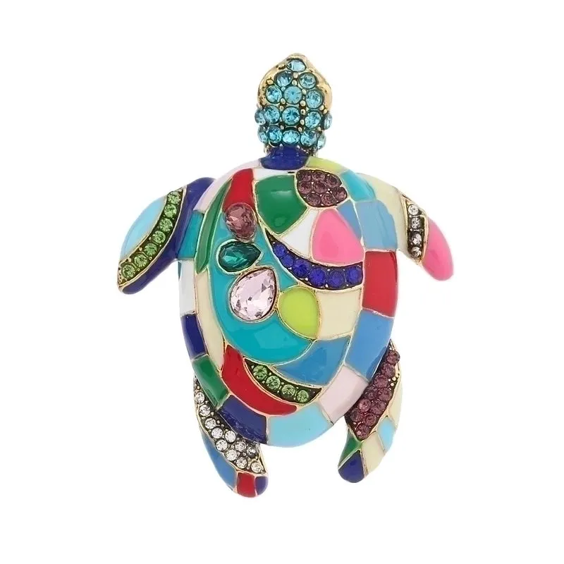 Casual Retro Pin Tortoise Alloy Enamel Inlay Rhinestones Unisex Brooches