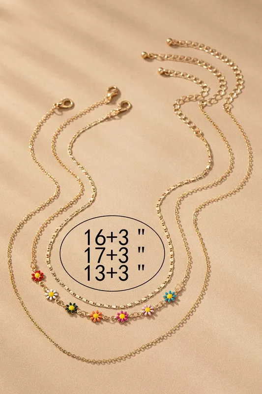 Chain and Daisy Flower Necklaces