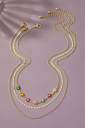 Chain and Daisy Flower Necklaces