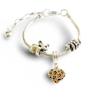 Children's Adjustable 'Wild at Heart' Silver Plated Charm Bead Bracelet