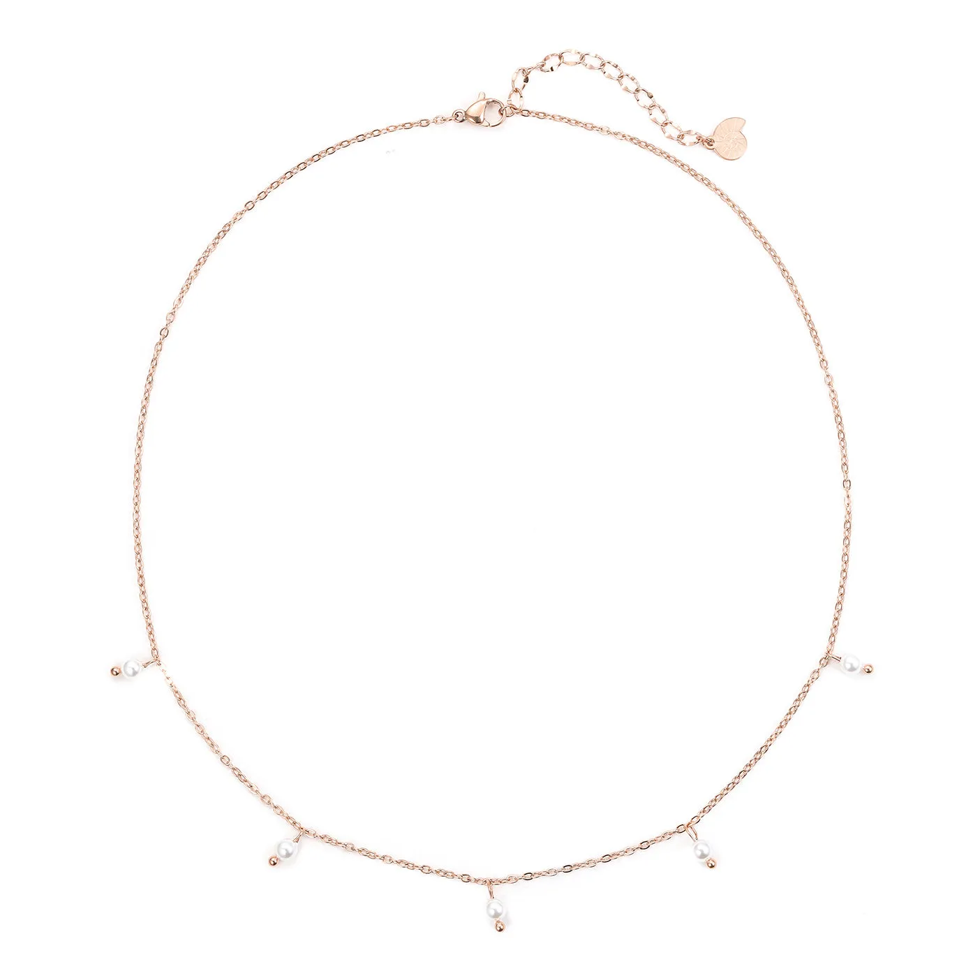 Cinque Pearl Chain Necklace Rose Gold