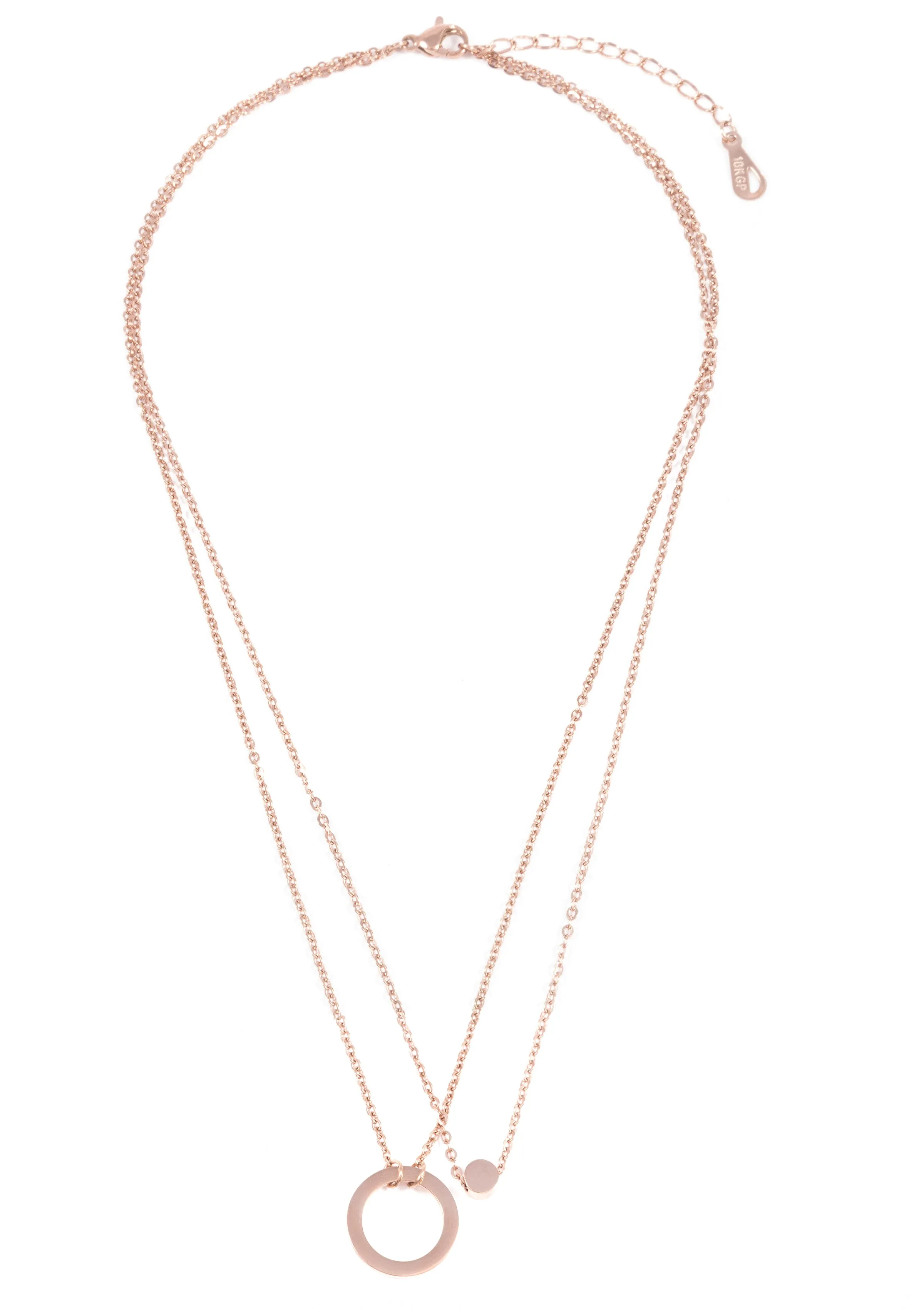 Circle Hoop Layered Pendant Necklace Rose Gold