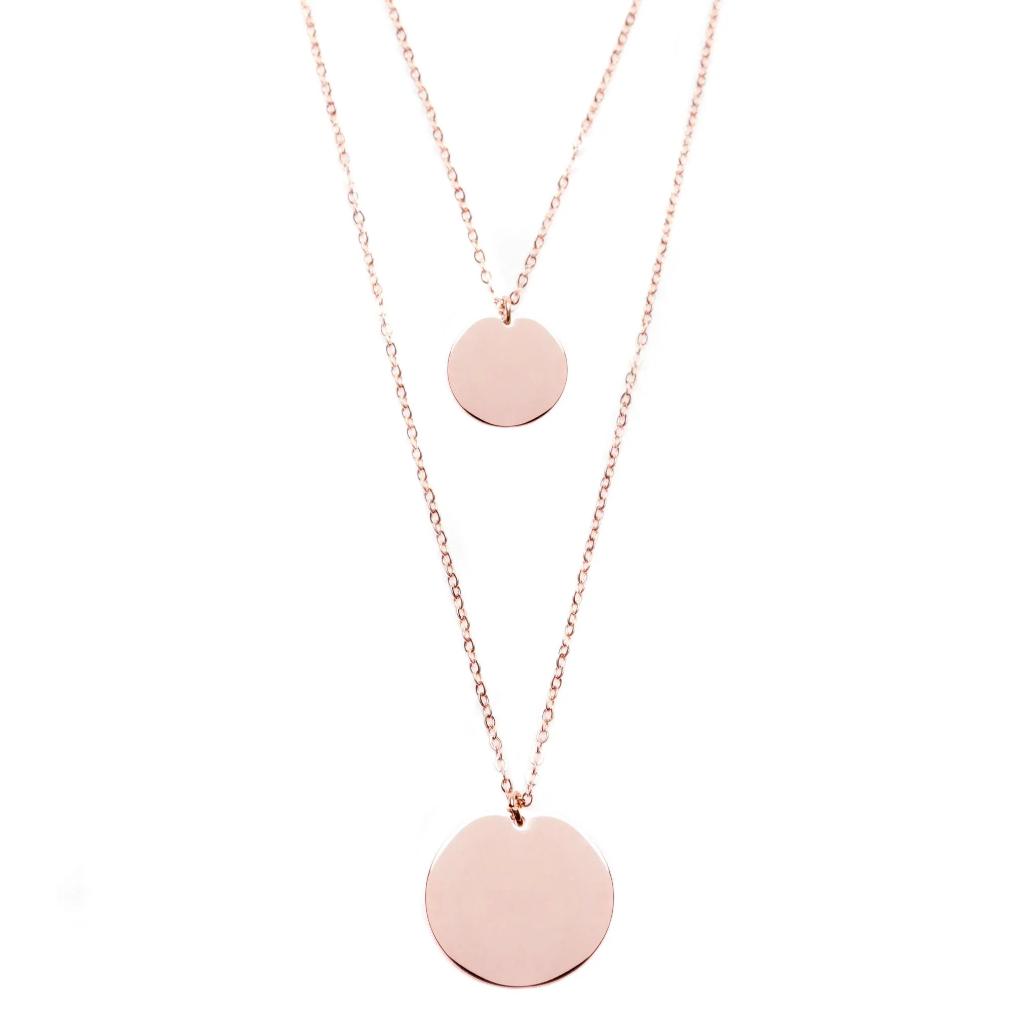 Circle Layered Necklace Rose Gold