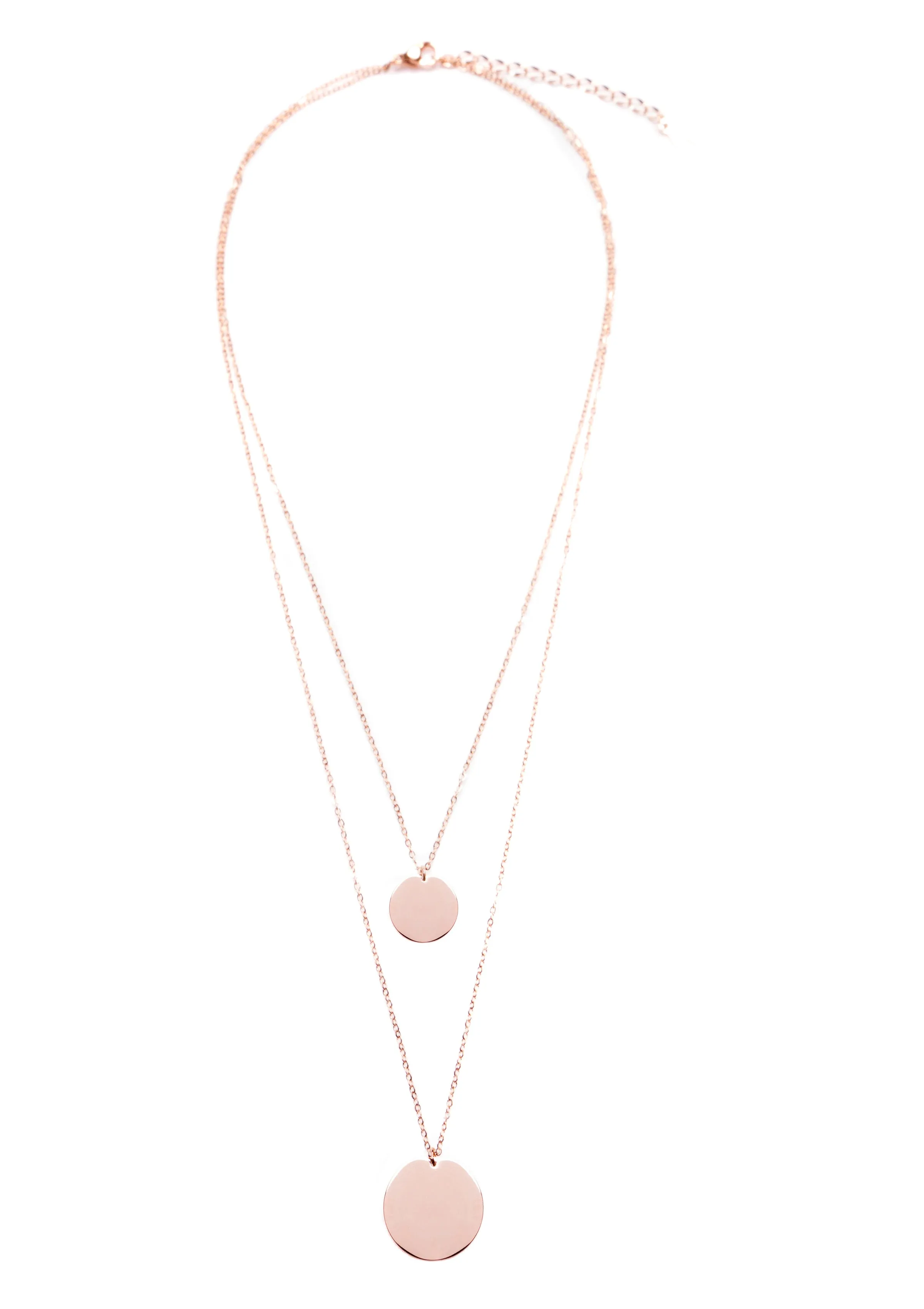 Circle Layered Necklace Rose Gold