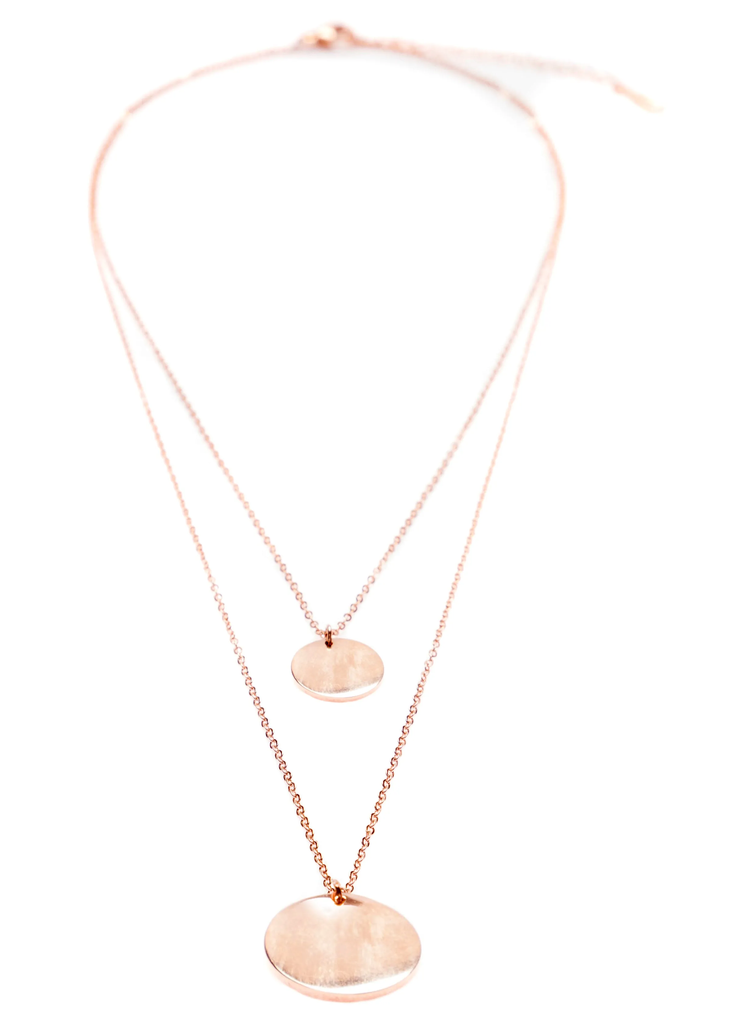 Circle Layered Necklace Rose Gold