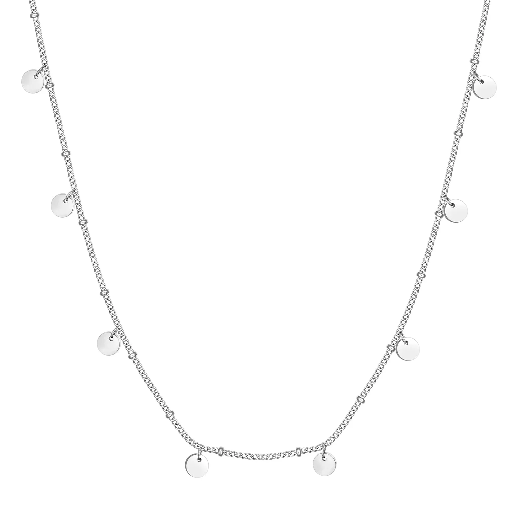 Circles Bobble Chain Necklace Silver