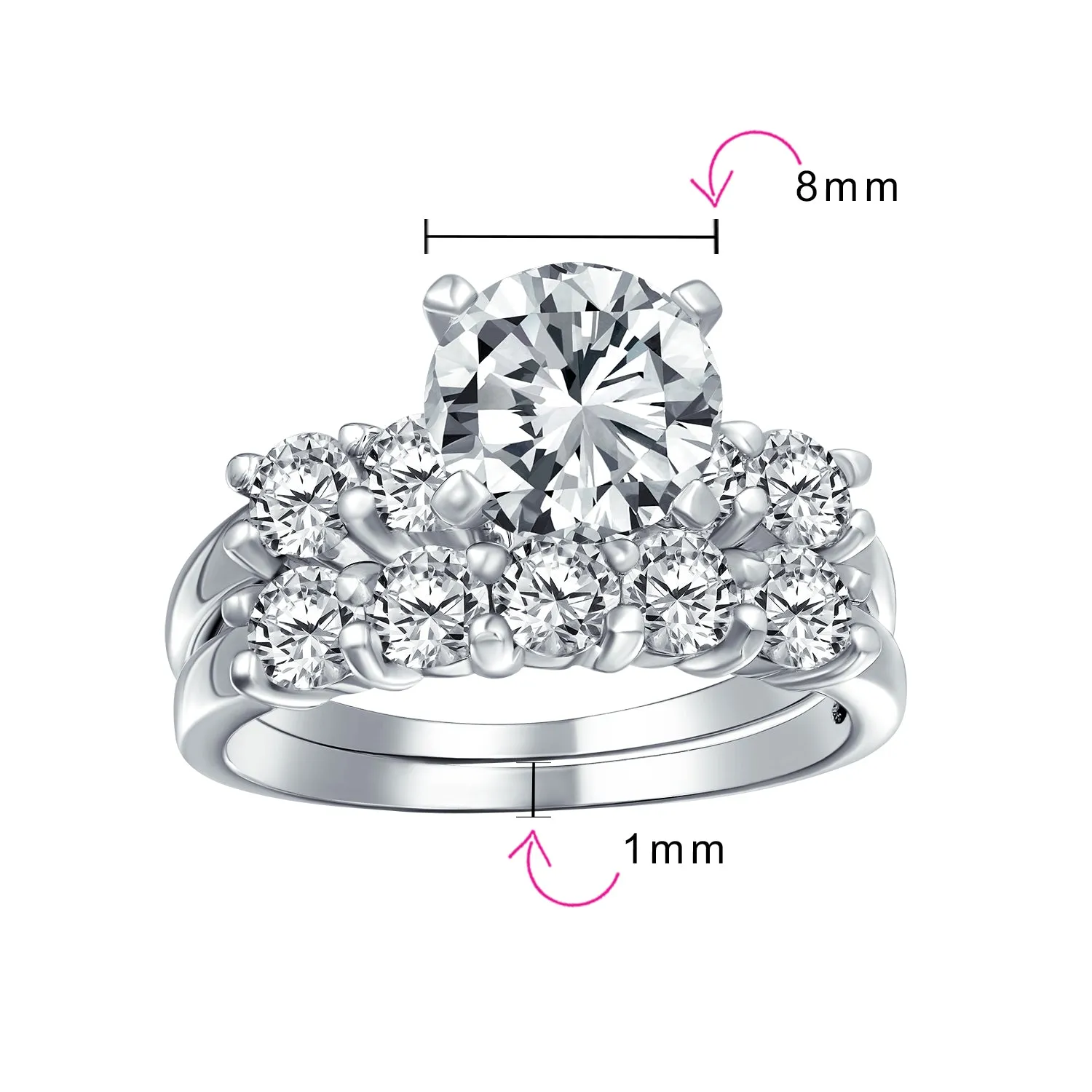 Classic 3.5CT Round Brilliant Cut Cocktail Statement Ring with CZ Side Stones