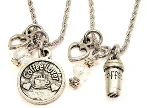 Coffee Lover Set Of 2 Rope Chain Necklaces