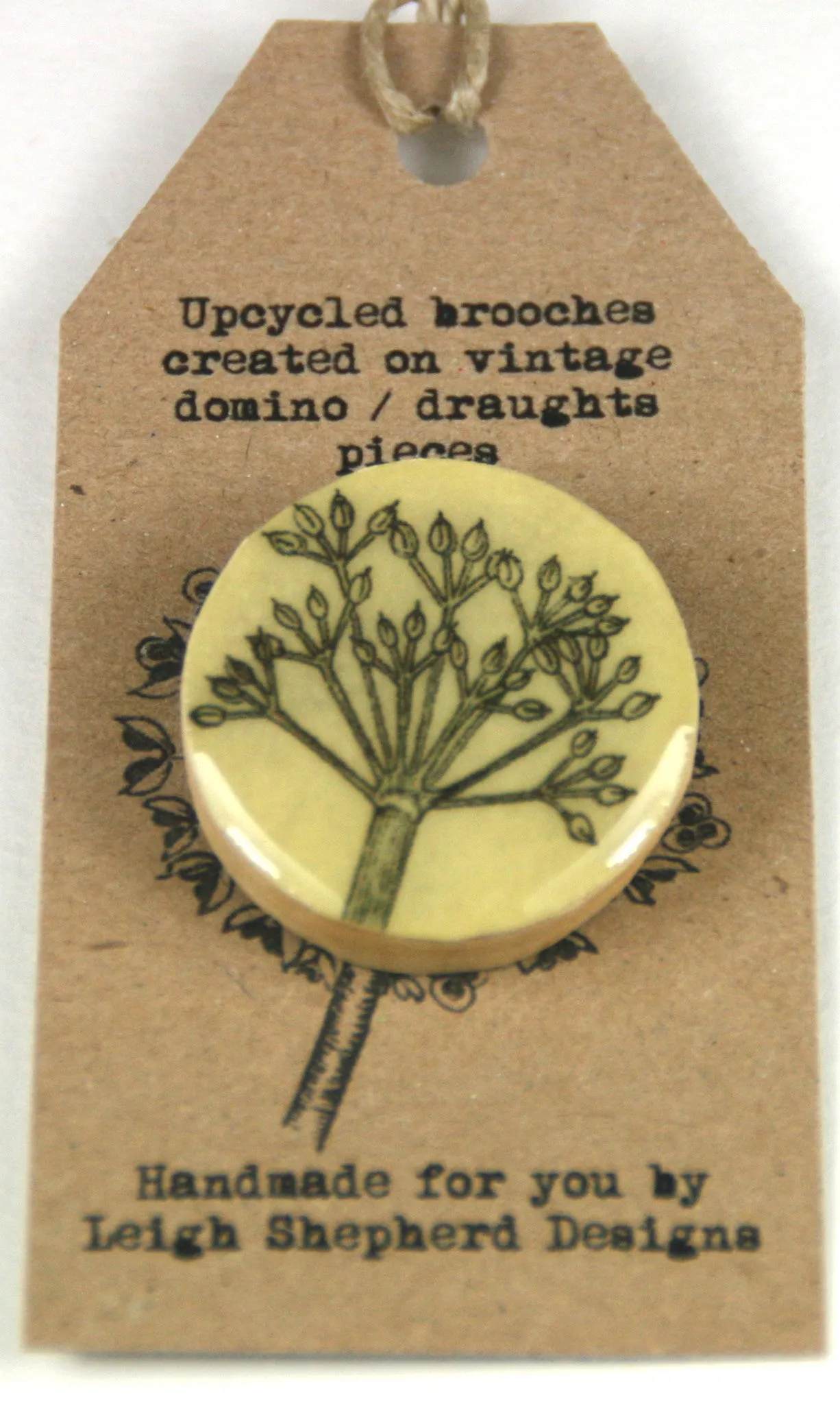 Cottage Garden Draughts Piece Brooch -  Parsley