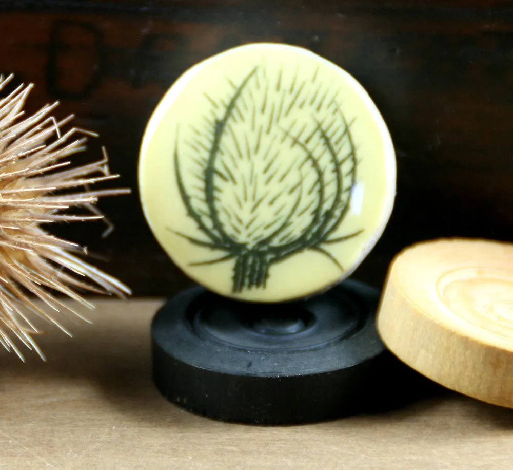 Cottage Garden Draughts Piece Brooch -  Teasel