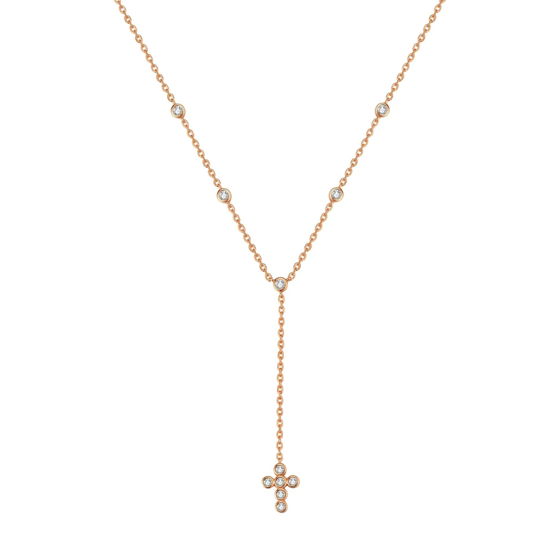 Cross Y Lariat Necklace Sterling Silver