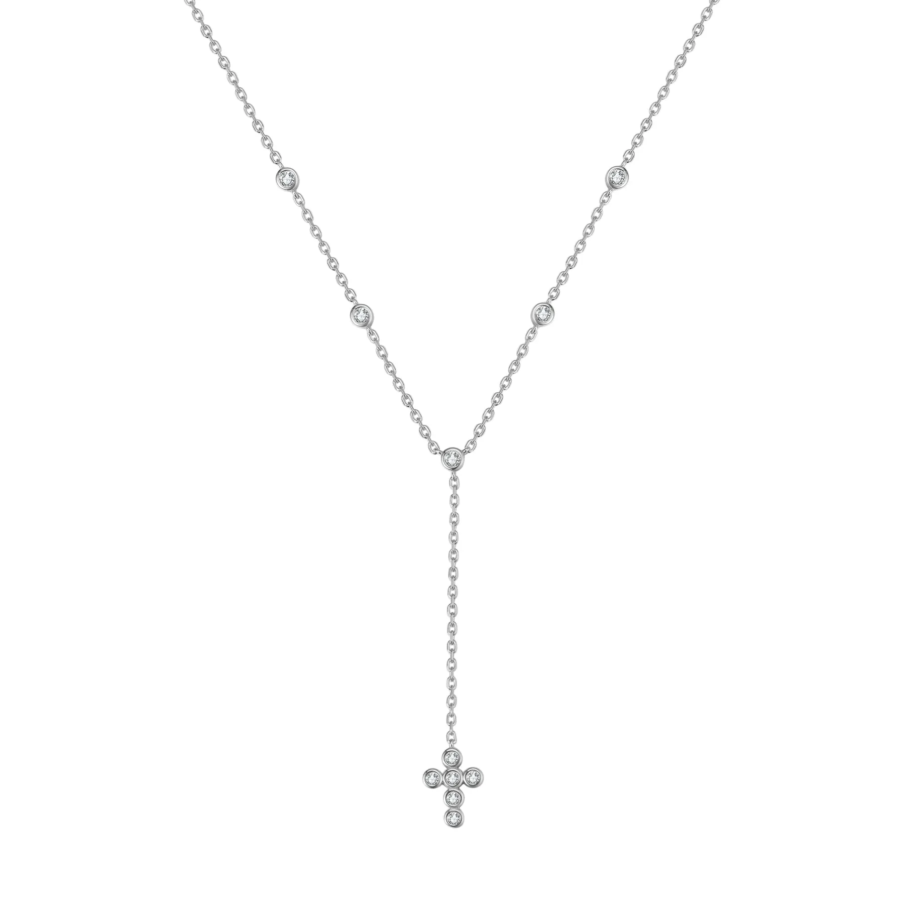 Cross Y Lariat Necklace Sterling Silver