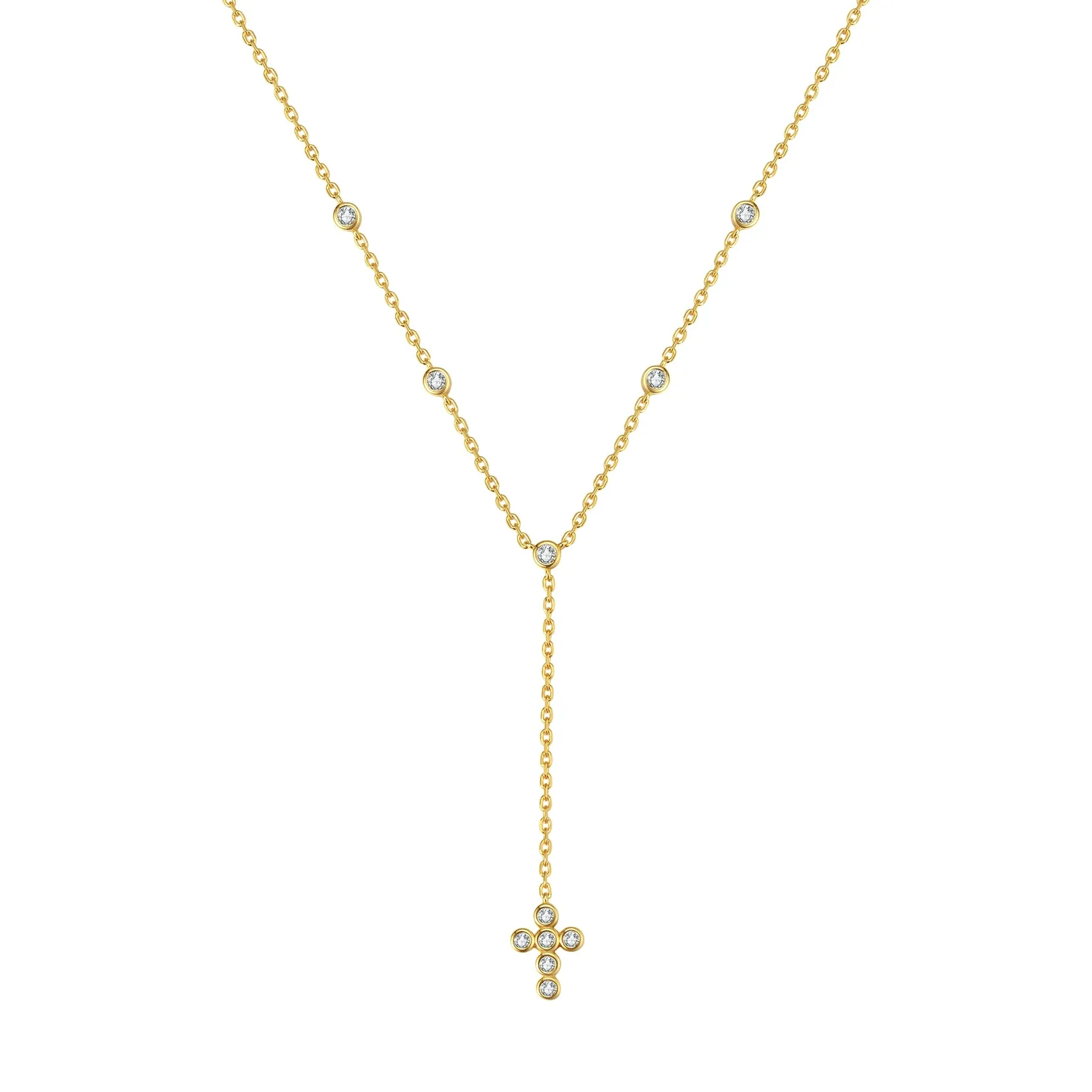 Cross Y Lariat Necklace Sterling Silver