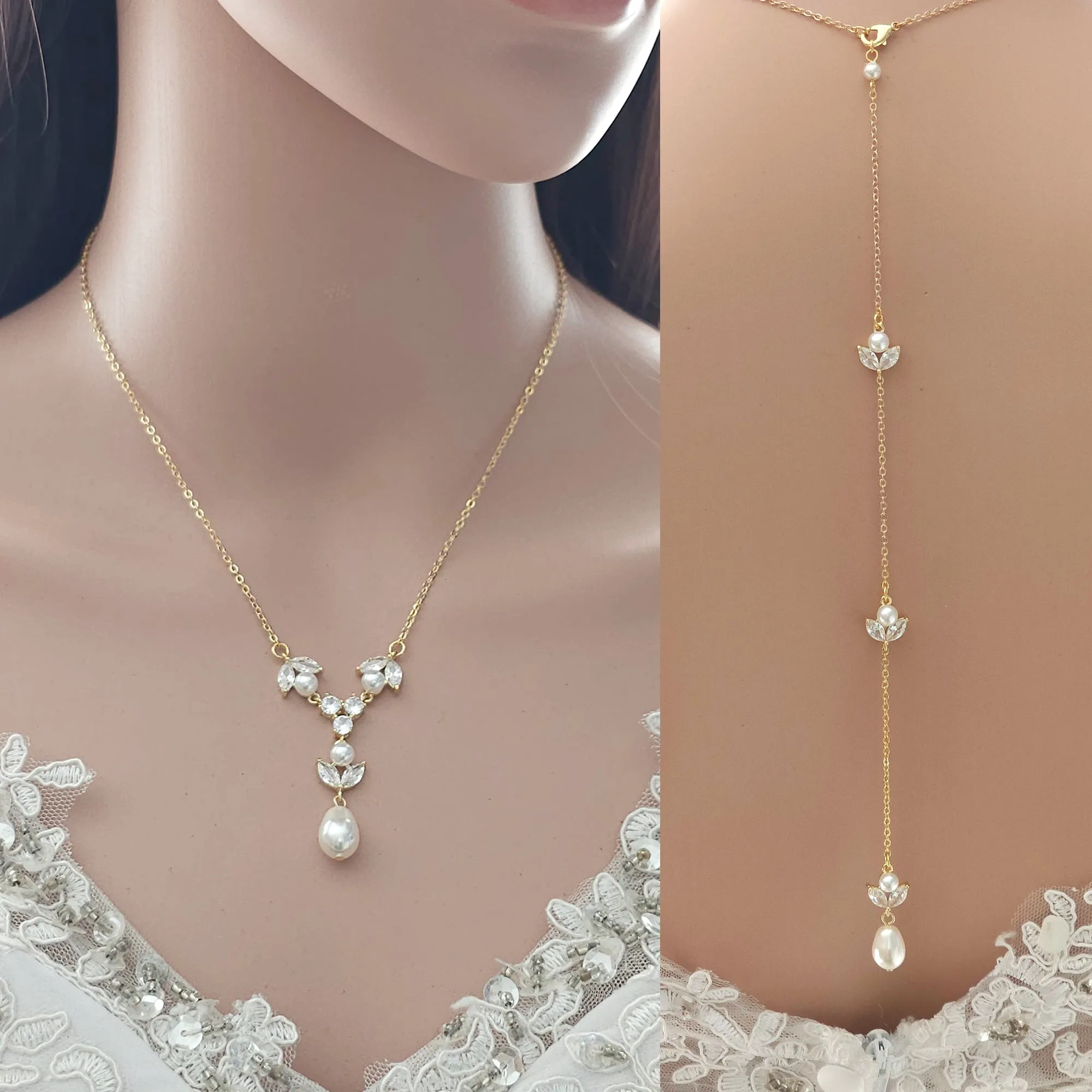 Delicate Back Jewelry for Wedding Dress-Leila