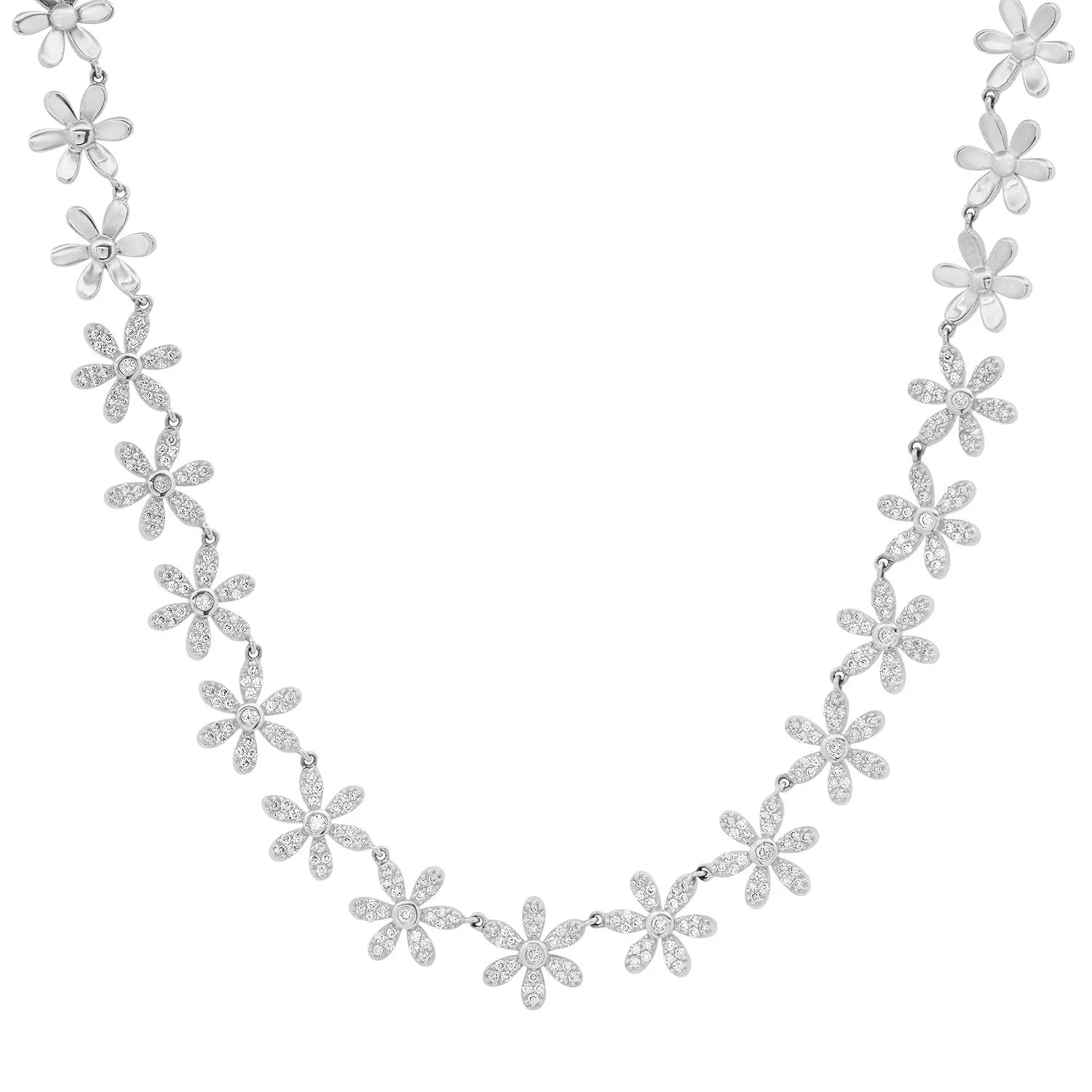 Delicate Diamond Daisy Tennis Necklace