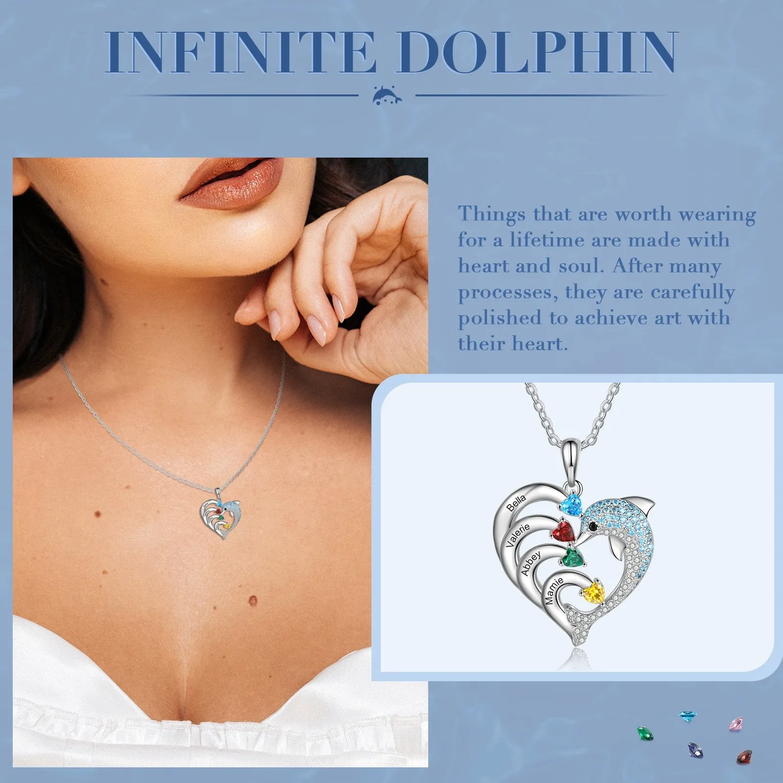 Delicate Dolphin Personalized Engraved Name Necklace