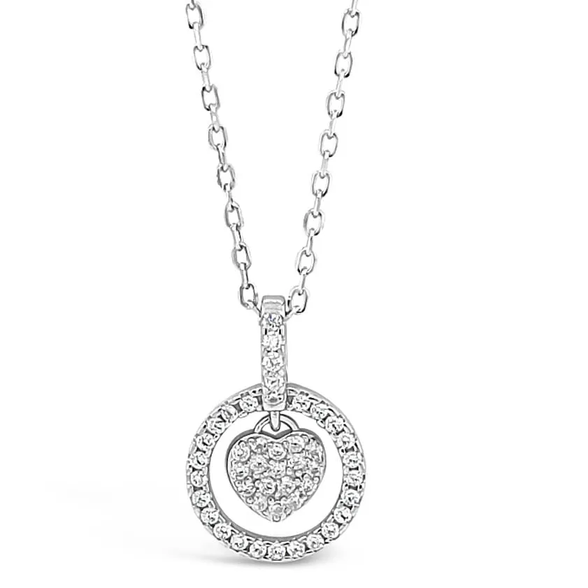 Evie Heart Children Sterling Silver Circle Pendant