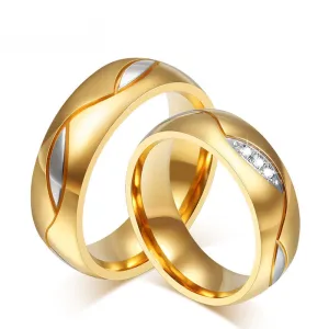 Fashion Ring For Women Men 18K Gold Plated Engagement Wedding Rings 316l Stainless Steel Gifts