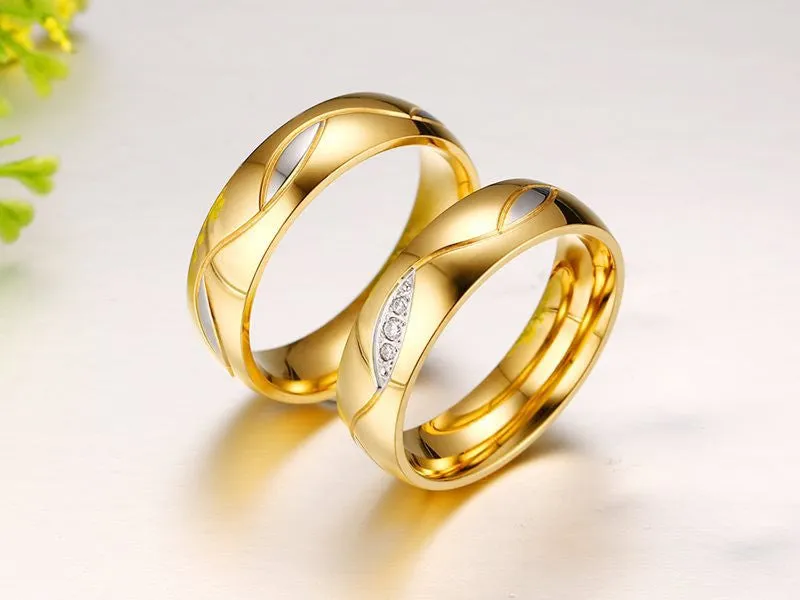 Fashion Ring For Women Men 18K Gold Plated Engagement Wedding Rings 316l Stainless Steel Gifts