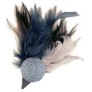 Feather Brooch  - Blue, Gray, & Brown