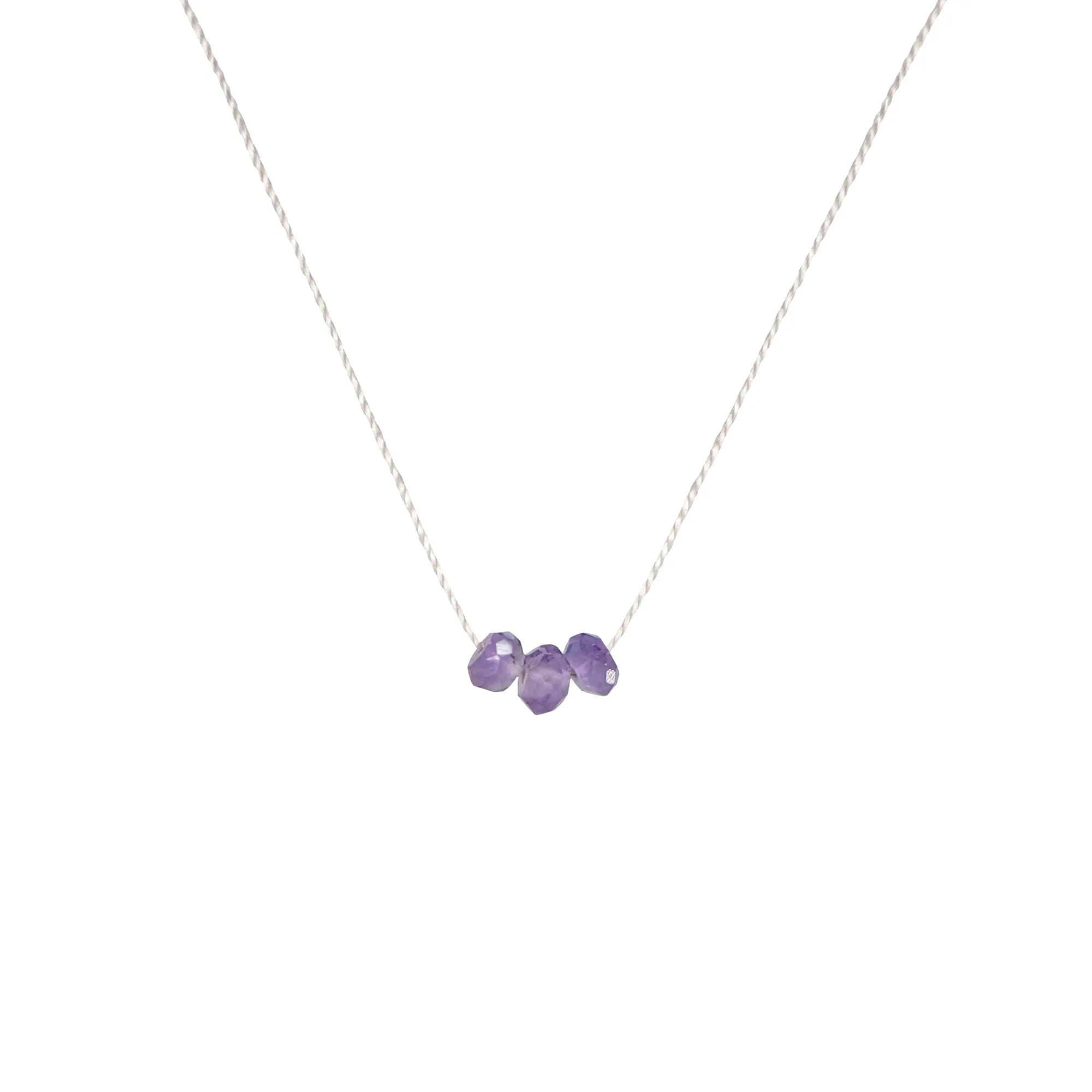 February Birthstone Make A Wish Necklace with Faceted Amethyst