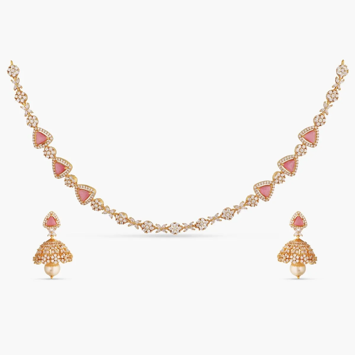 Floral Delicate CZ Necklace Set