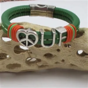 Florida Gator's Green and Orange Leather Bracelet